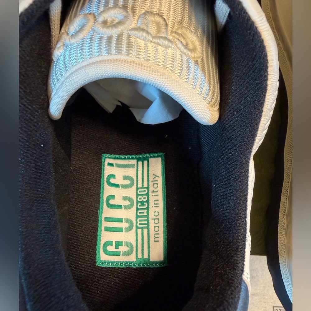 New Authentic Gucci Mac80 GG Logo Sneaker Shoes White Black Size UK 12 /US 12.5 - Picture 13 of 16